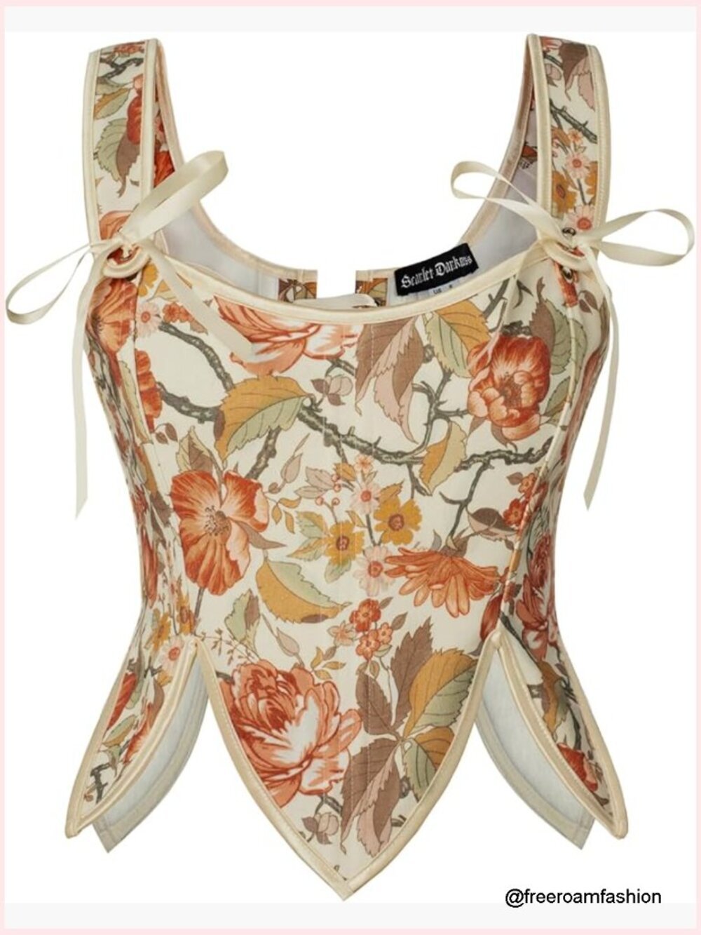 Renaissance Floral Lace Up Boned Bustier Corset Top with Zip